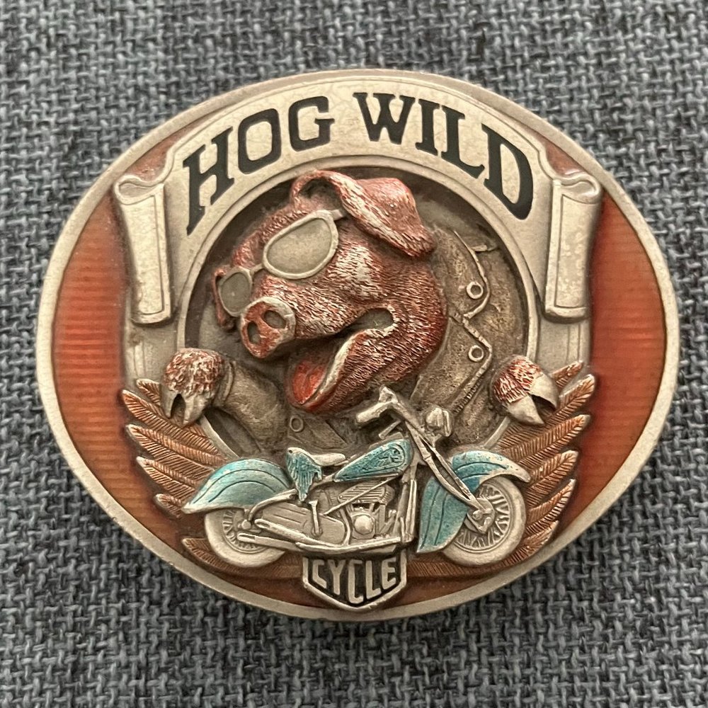 HOG WILD MOTORCYCLE 1994 BERGAMOT BELT BUCKLE